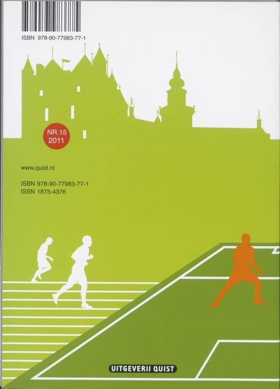 Rug van een tijdschrift met groene achtergrond, kasteel silhouet, rennende figuren en tekst 'NR.15 2011'.