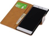 Croco Bookstyle Wallet Case Hoesje Geschikt voor Huawei Ascend P8 Wit