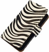 Zebra Bookstyle Wallet Case Hoesjes voor Nokia Lumia 620 Wit