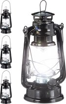 Relaxdays 4 x lantaarn led - stormlamp - windlicht - olielamp - retro stijl op batterijen