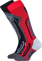 Falcon Wintersportsokken - Maat 39-42 - Vrouwen - rood/zwart/grijs