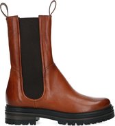 Manfield - Dames - Cognac leren chelsea boots - Maat 40