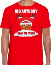 Fun Kerstshirt / Kerst t-shirt  Did anybody hear my fart rood voor heren - Kerstkleding / Christmas outfit L