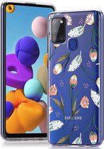 iMoshion Design voor de Samsung Galaxy A21s hoesje - Bloem - Roze / Groen