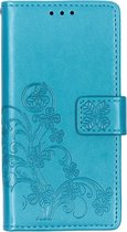 Klavertje Bloemen Booktype Huawei Y5 (2019) hoesje - Turquoise