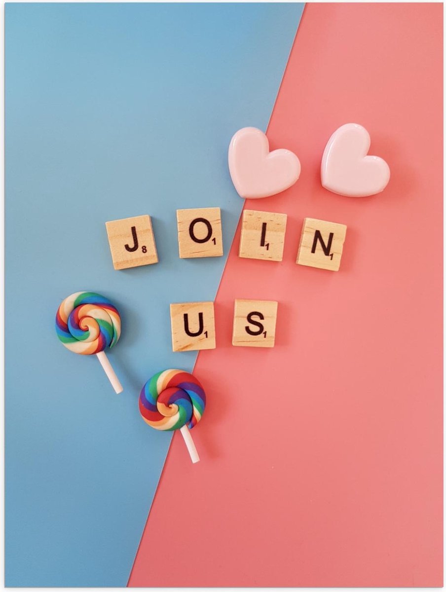 Poster – ''Join Us'' Scrabble Letters - 30x40cm Foto op Posterpapier