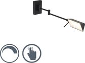QAZQA notia - Moderne LED Dimbare Wandlamp met zwenkarm met Dimmer voor binnen - 1 lichts - D 572 mm - Zwart -  Woonkamer | Slaapkamer