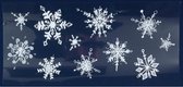 1x Kerst raamversiering raamstickers witte glitter sneeuwvlokken 23 x 49 cm - Raamversiering/raamdecoratie stickers