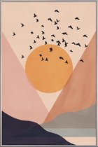 JUNIQE - Poster met kunststof lijst Sun Flock -40x60 /Kleurrijk