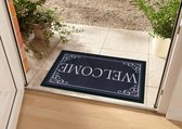 Design deurmat Classic Welcome wasbaar 30°C - antraciet 45x75 cm