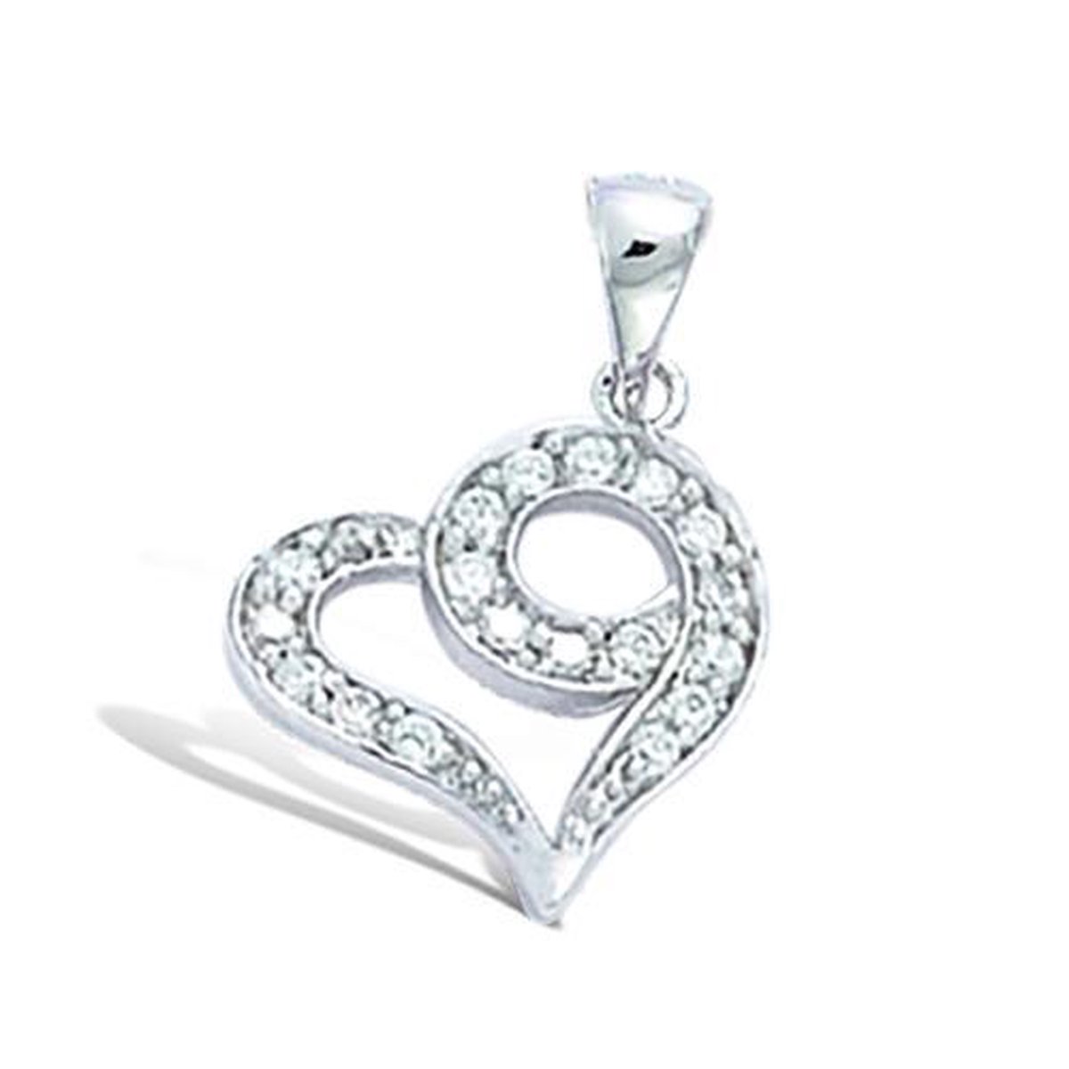 Blinx Jewels Zilveren Hanger Hart Steen Krul