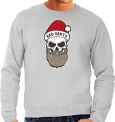 Grote maten Bad Santa foute Kerstsweater / Kersttrui grijs voor heren - Kerstkleding / Christmas outfit 4XL (60)