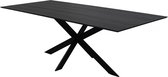 Eikentafel Recht - Zwart 2cm blad met Facet - Matrix poot ultra dun - Basic - eiken tafel 160 x 90 cm