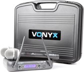 Vonyx WM73 2-Kanaals UHF Draadloos Microfoonsysteem met Handheldmicrofoons en Display
