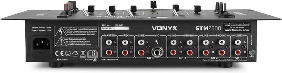 DJ Mixer met 5 Kanalen - Vonyx STM2500 - USB Speler - Bluetooth - Installatie Mengpaneel voor Kinderen en Beginners - Vonyx