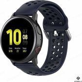 Siliconen Smartwatch bandje - Geschikt voor Strap-it Samsung Galaxy Watch 41mm / 42mm siliconen bandje met gaatjes - donkerblauw - Strap-it Horlogeband / Polsband / Armband