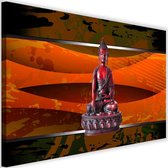Schilderij Boeddha abstractie, 2 maten, rood/oranje, Premium print