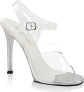 Fabulicious Sandaal met enkelband -40 Shoes- GALA-08MG US 10 Zilverkleurig/Transparant