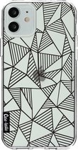 Casetastic Apple iPhone 12 / iPhone 12 Pro Hoesje - Softcover Hoesje met Design - Abstraction Lines Black Transparent Print