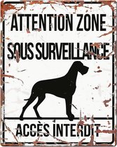 D&D Waakbord / Warning sign square danish dog f Wit 20x25cm