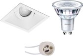 LED Spot Set - Pragmi Zano Pro - GU10 Fitting - Inbouw Vierkant - Mat Wit - Kantelbaar - 93mm - Philips - CorePro 840 36D - 4W - Natuurlijk Wit 4000K - Dimbaar - BES LED