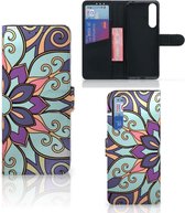 Mobiel Bookcase Sony Xperia 1 II Smartphone Hoesje Purple Flower