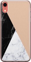 iPhone XR hoesje siliconen - Marmer zwart bruin - Soft Case Telefoonhoesje - Marmer - Transparant, Bruin