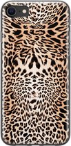 iPhone 8/7 hoesje siliconen - Animal print - Soft Case Telefoonhoesje - Luipaardprint - Transparant, Bruin
