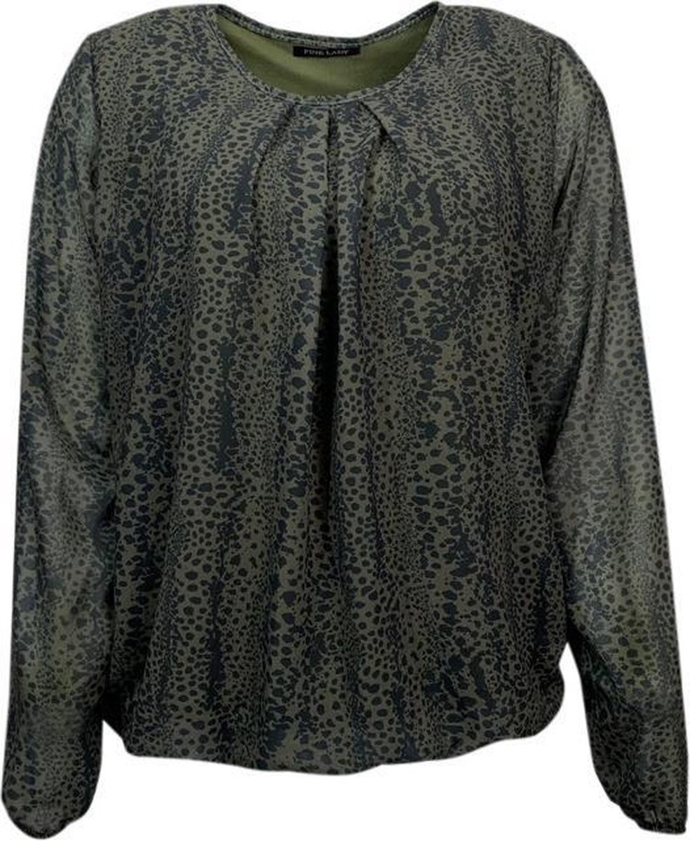 Lady dames blouse LM print Army
