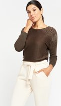 LOLALIZA Trui met lurex - Khaki - Maat XL