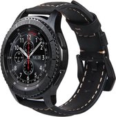 Leren Bandje Voor de Samsung Gear S3 / Galaxy watch 46mm SM-R800 - Leren Armband / Polsband / Strap Band / Zwart Watchbands-shop.nl