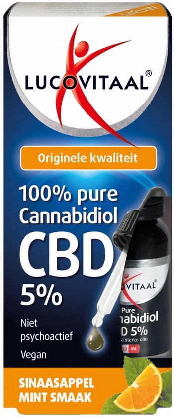 Lucovitaal Hennep Cannabidiol CBD olie 5% – Sinaasappel Mint smaak Supplement – 10 ml