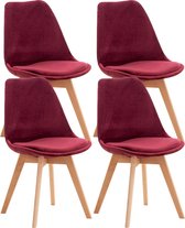 CLP Linares Set van 4 eetkamerstoelen bordeauxrood Fluweel