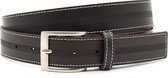 JV Belts Donker bruine heren riem - heren riem - 3.5 cm breed - Bruin - Echt Leer - Taille: 120cm - Totale lengte riem: 135cm