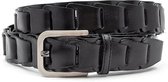 JV Belts Zwarte fantasie gevlochten riem heren - heren riem - 3.5 cm breed - Zwart - Echt Leer - Taille: 100cm - Totale lengte riem: 115cm