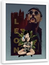 Foto in frame , Leon, 70x100cm , multikleur , wanddecoratie , Filmposter, premium print