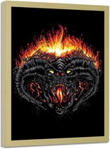 Foto in frame , Demon Of Morgoth ,70x100cm ,  zwart oranje rood ,  wanddecoratie ,  Premium Print