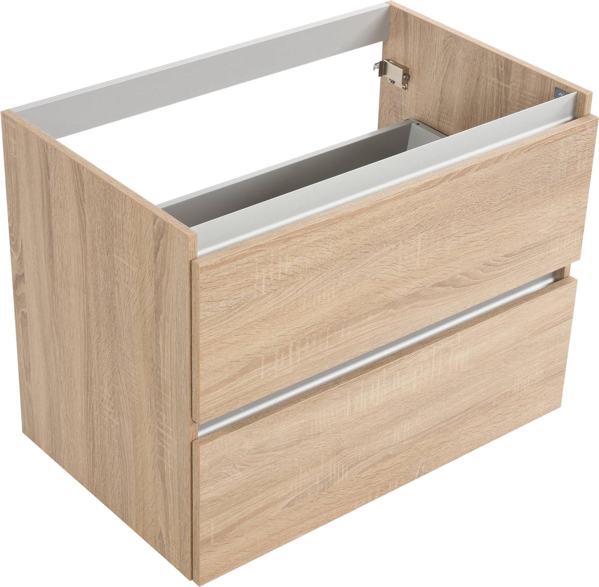 Saqu Gaia Slimline Wastafel Onderkast 80x39.5 cm Eiken Badkamerkast Wastafelmeubel met Uitsparing