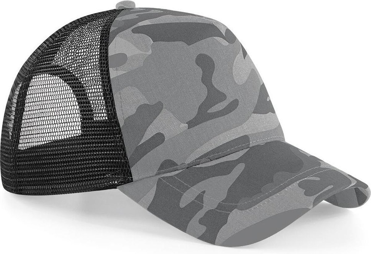 Beechfield Retro Camouflage Snapback Trucker Cap (Arctische Camo)