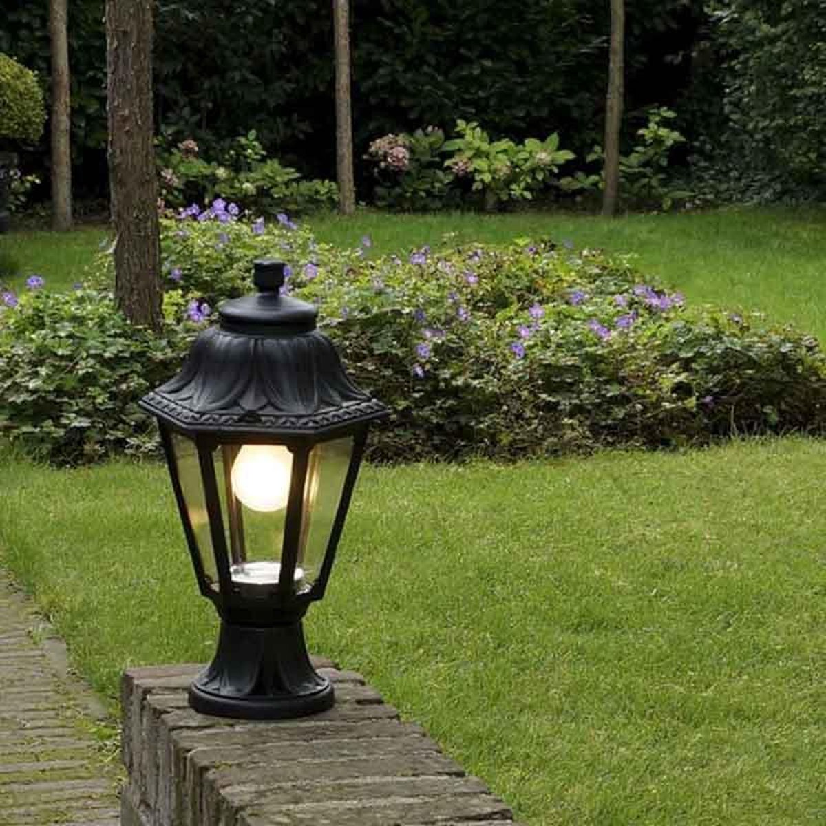 QAZQA anna Klassieke Lantaarn 1 lichts H 385 mm Zwart Buitenverlichting