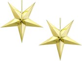 Pakket van 6x stuks kerstster decoratie gouden ster lampionnen 30 cm - Gouden kerststerren hangdecoratie 30 cm