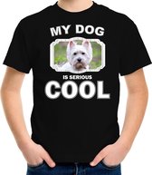 West terrier honden t-shirt my dog is serious cool zwart - kinderen - West terriers liefhebber cadeau shirt XS (110-116)