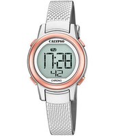 Calypso K5736/2 digitaal horloge 30 mm 100 meter grijs/ rosé