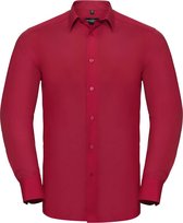 Russell Collectie Heren Lange Mouw Poly-Katoen Gemakkelijke Verzorging op maat gemaakt Poplin Shirt (Klassiek rood)