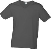 James and Nicholson Heren Slim Fit V Hals T-Shirt (Grafiet)