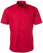 Chemise à manches courtes en popeline James and Nicholson hommes (rouge)