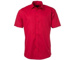 James and Nicholson Herenshort Poplin Shirt met korte mouwen (Rood)