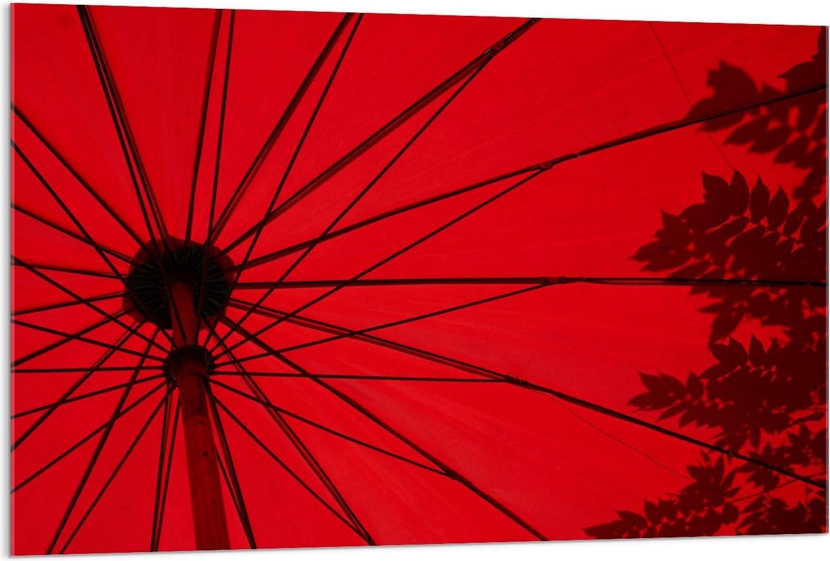 Acrylglas - Rode Parasol - 120x80cm Foto op Acrylglas (Met Ophangsysteem)