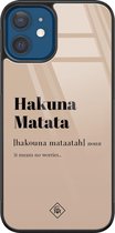 iPhone 12 hoesje glass - Hakuna Matata | Apple iPhone 12  case | Hardcase backcover zwart