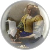 Bolle, massief glazen presse papier, De Melkmeid, Vermeer